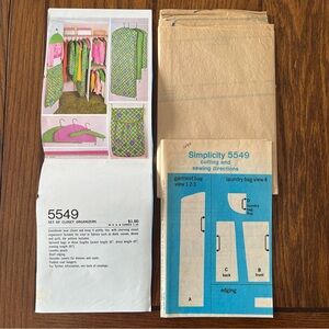 Simplicity Sewing Decorator Pattern 5549 Closet Organizers Vintage 1970s